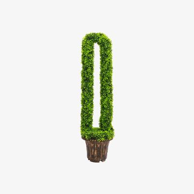 The Range Green Faux Boxwood Potted U-shaped Topiary Tree - Green / 120cm