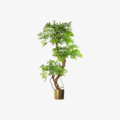 The Range Realistic Artificial Japanese Fruticosa Tree Ficus Tree Gold Metal - Green