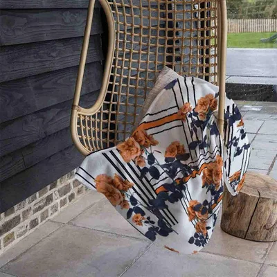 The Range Geometric Lines  Flowers Blanket - Orange