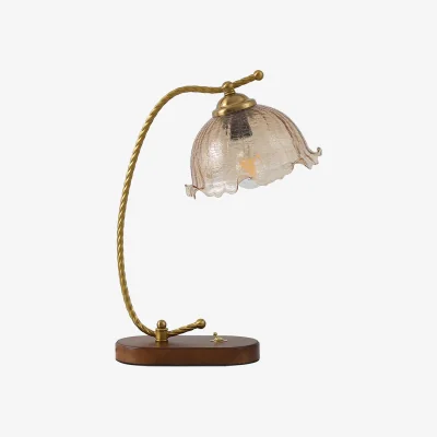 The Range Flower Shaped Glass Table Lamp - Red Wood and Gold
