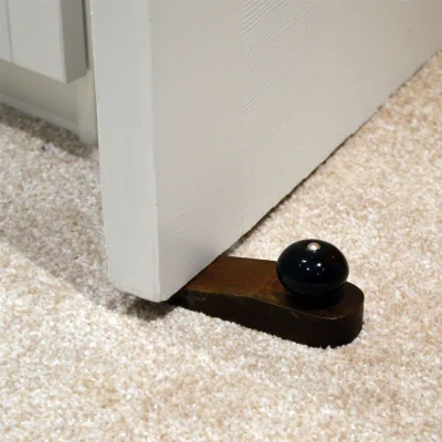 The Range Wooden Door Stops - Black Flower - Pack of 3 - Black