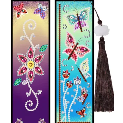 The Range Pack of 2 Butterfly and Flower Diamond Art Bookmark - Multi