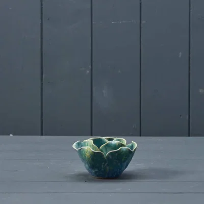 The Range Stylish Blue Ceramic Flower Tealight - Blue