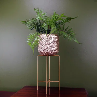 The Range Artificial Fern Plant Potted in Planter Metal Stand - Green