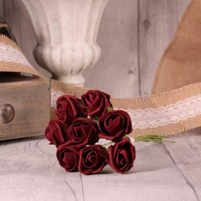 The Range Bunch of 8 Foam Tea Rose Buds  - Burgundy