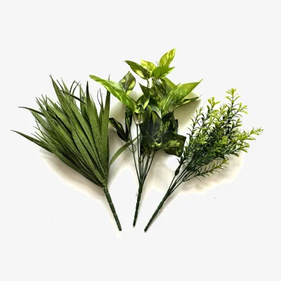 The Range Artificial Plant 3pc Pack Pothos, Tea Leaf and Sword Grass - Green