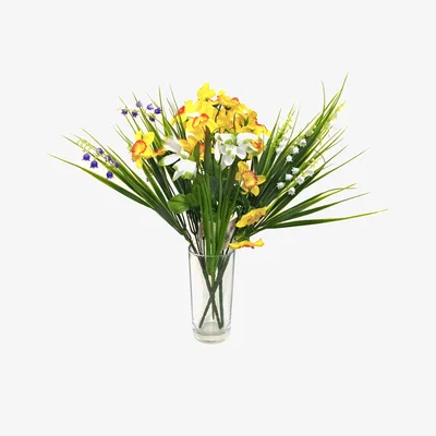 The Range Set of 4 Artificial Springtime Flowering Plants - Yellow and White