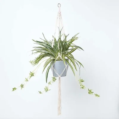 The Range Homescapes Artificial Hanging Basket Spider Plant, 95 cm - Green