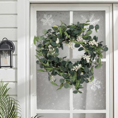 The Range Artificial Dense Eucalyptus Foliage Flower Leaves Berry Wreath - Green