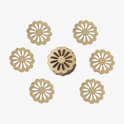 The Range Pack of 50 Decorative Rustic Wooden Daisy Flower Embellishments - Wood Brown