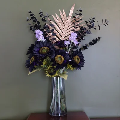 The Range Purple Artificial Flower Arrangement With Glass Vase - Purple