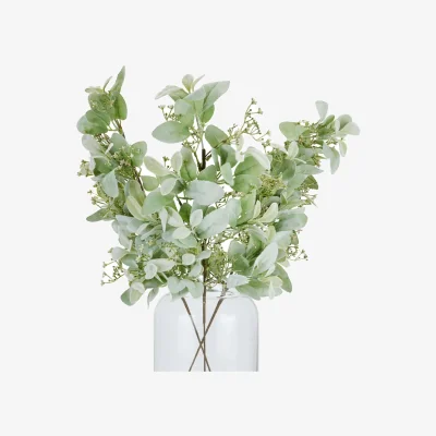The Range Wyld Haus Large Artificial Winter Sprigs Set of 3 Lamb's Ear and Wax Flower - Green