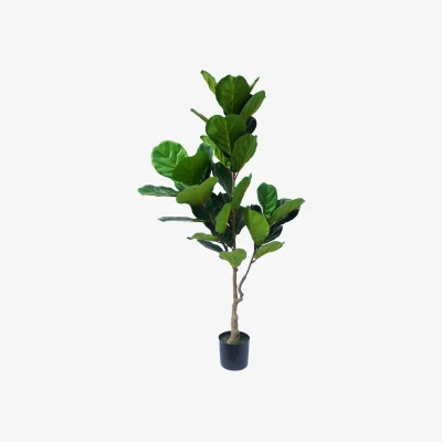 The Range Leaf Design UK Artificial Plant Fiddle Fig Tree  Plant Black Plastic Pot - 150cm Premium Fig Tree / 150cm / 60cm