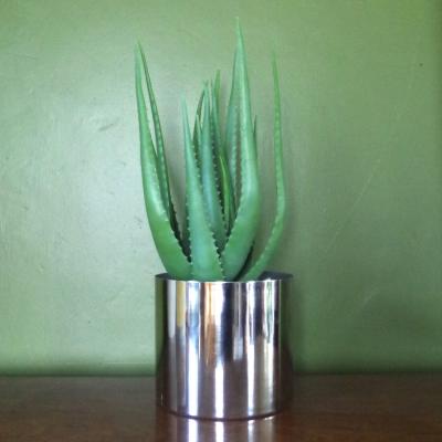 The Range Artificial Realistic Aloe Vera Succulent Plant Silver Designer Planter - Green