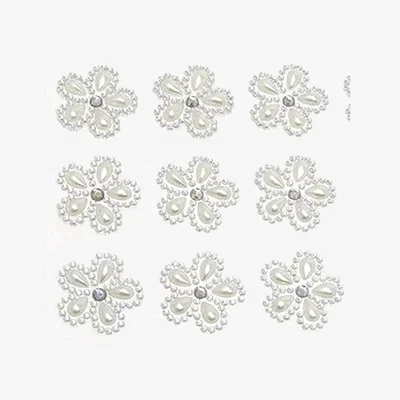 The Range Pack of 24 Flower Pearl Embellishments - WHITE