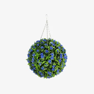 The Range Best Artificial 38cm Blue Lily Hanging Basket Flower Topiary Ball - Blue