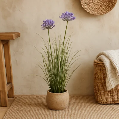 The Range Purple Agapanthus Artificial Plant Plastic Pot Not Included - Green