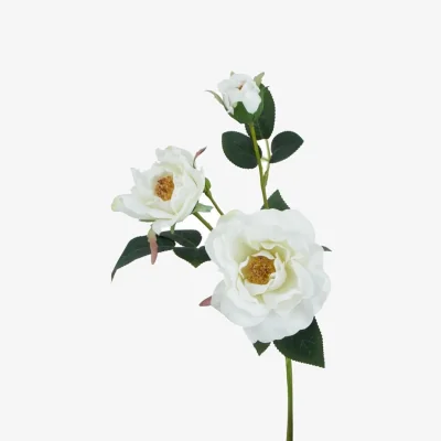The Range Set of 3 Tea Rose Artificial Flower Stems - White