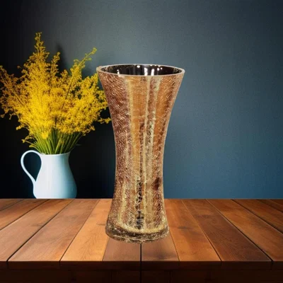 The Range Tapered design Crackle effect Vase Flowers Vases Glass Gold - Gold