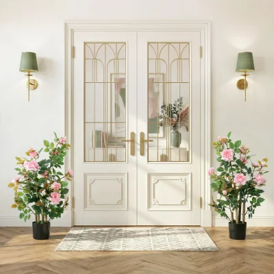 The Range HOMCOM 90cm Artificial Rose Tree with 344 Silk Leaves and 17 Flowers - Pink