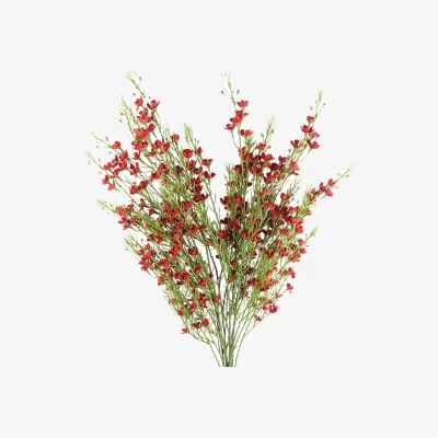 The Range Bunch of Artificial Foliage Stems with Small Flowers - Foliage Flowers Red