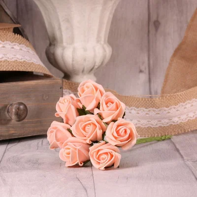 The Range Bunch of 8 Foam Tea Rose Buds  - Soft Peach