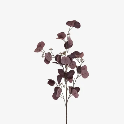 The Range Set of 3 Burgundy Berried Eucalyptus Artificial Stems - Burgundy