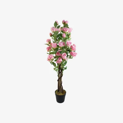 The Range 105cm Artificial Rose Tree with Pink Silk Flowers - Pink