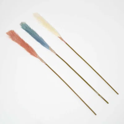 The Range Homescapes Artificial Pampas Grass Set of 3 Multi-Coloured, 78 cm - Blue, Orange