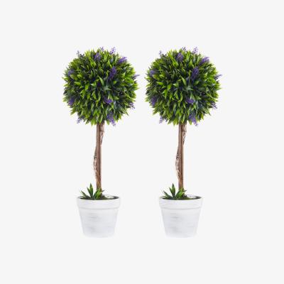 The Range 2 Pack Artificial Plants Ball Trees with Flower for Indoor or Outdoor - Green
