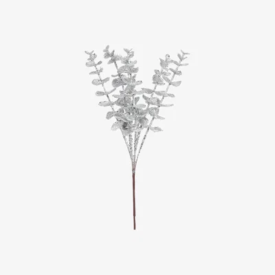 The Range Artificial Glitter Eucalyptus Pick - Silver