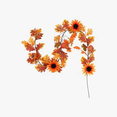 The Range Sunflower Autumn Garland with Lights Decoration  - Orange