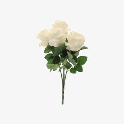 The Range Artificial King Rose Bunch 60cm - Cream
