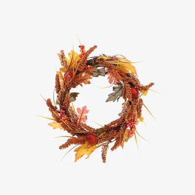 The Range Large Autumn Golden Sorghum Wreath  - Orange