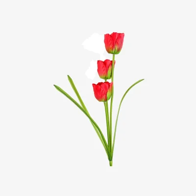 The Range Artificial Tulip Flower Stem With Three Blooms 80cm - Red