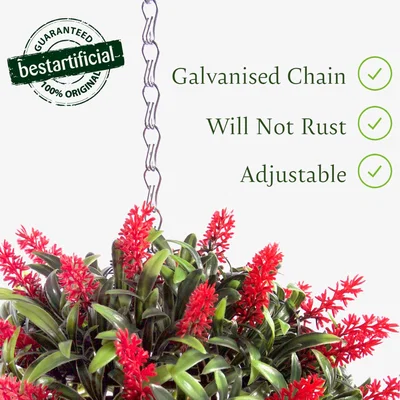 The Range Best Artificial 24cm Red Lush Lavender Hanging Basket Flower Topiary Ball - Red