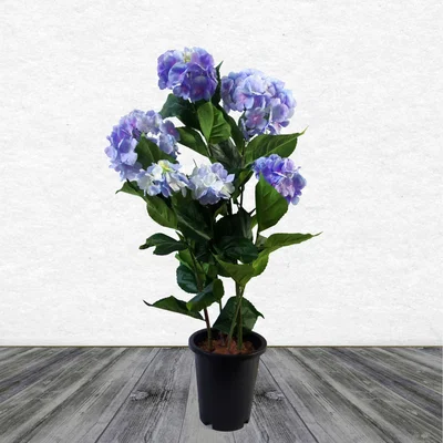 The Range Artificial Potted Hydrangea Plant With Fabric Flowers 90cm - Blue