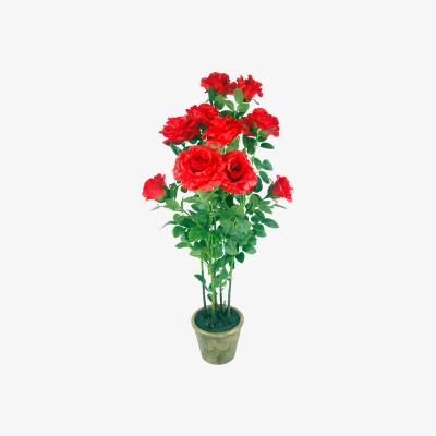 The Range Artificial Rose Tree Large Plant Red in Ceramic Planter - Green