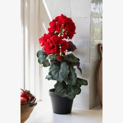 Rockett St George Potted Faux Red Geranium