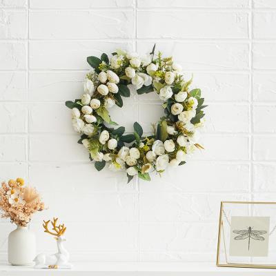 The Range Artificial Peony Silk Flower Leaf Vine Garland Home Wedding Decor - White / 30cm