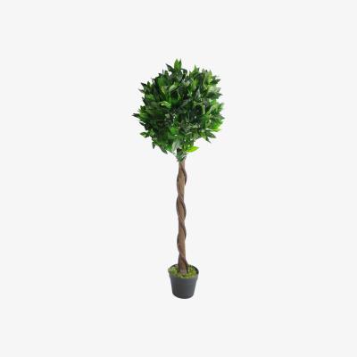The Range Twist Natural Trunk Artificial Topiary Bay Laurel Ball Tree - Green / 120cm