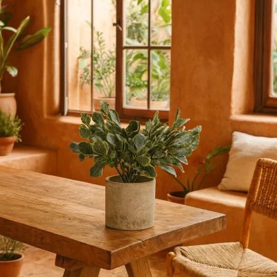 The Range Small Artificial Giana Eucalyptus in Weathered Pot - Green