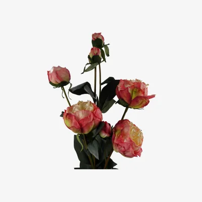 The Range Pink Peony Artificial Flower Spray Bundle 55cm - Pink