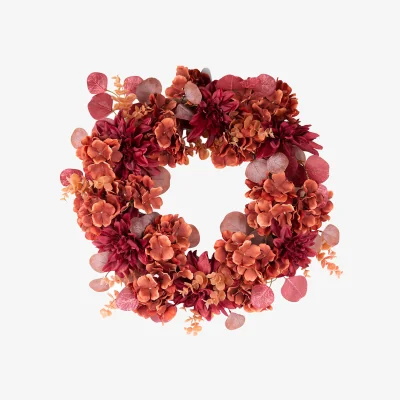 The Range Autumn Hydrangea and Dahlia Wreath - Burnt Orange