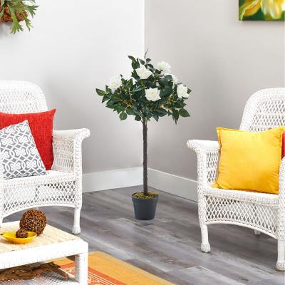 The Range Artificial Rose Flower Tree in Pot - White / 90cm
