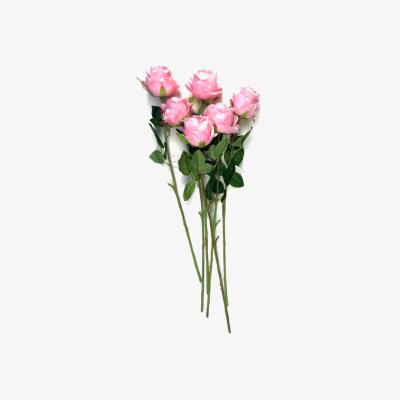 The Range 6 Artificial Globe Rose Flower Stems - Pink