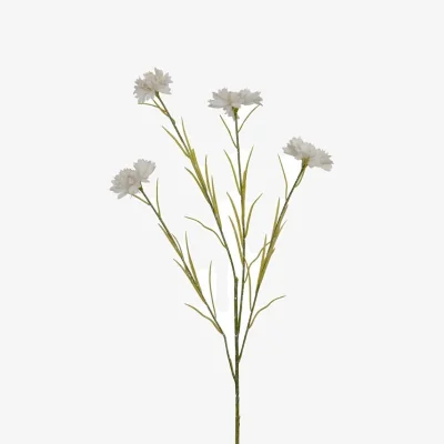 The Range White Cornflower Stem Artificial Flower Stem - Cream