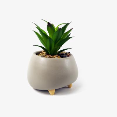The Range Ceramic Pebble Grey Planter Artificial Succulent Plant - Green