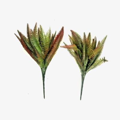 The Range Pack of 2 Artificial Green and Red Fern Bushes - Green with Red