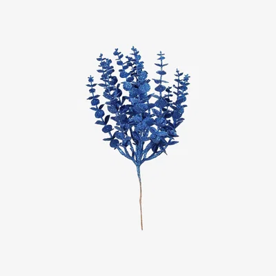 The Range Artificial Glitter Eucalyptus Bush - Royal Blue